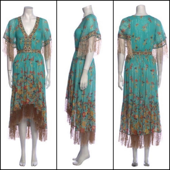 Spell and the Gypsy Collective Floral High Low Tassel Fringe Midi Maxi Dress - Picture 12 of 16